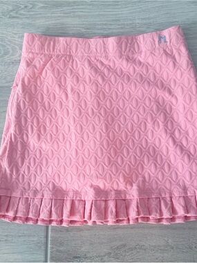 J. McLaughlin Pink Textured Mini Skirt with Ruffle Hem